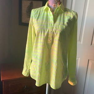J. Crew The Perfect Shirt Neon Stripe Linen Blend Top